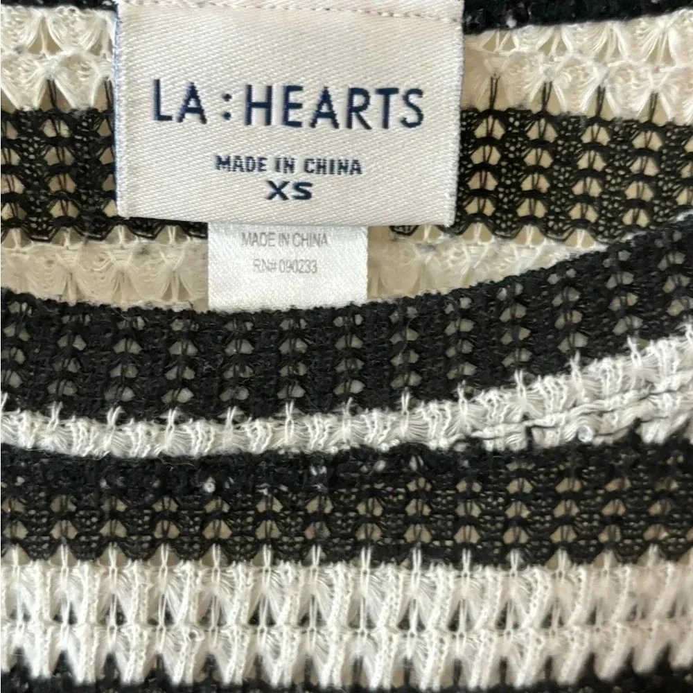 Black and White Striped Lightweight Cropped Sweater Size XS